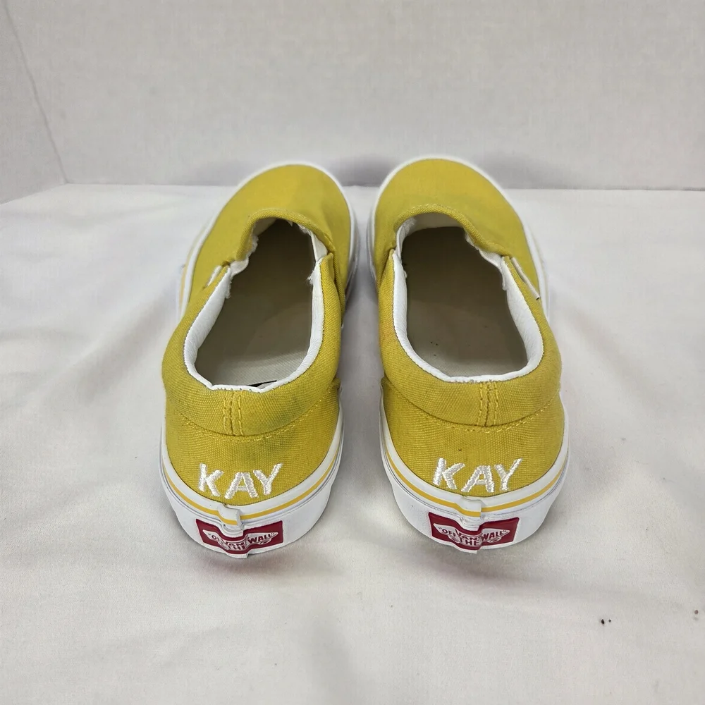 VANS Customs Slip-On Yellow Canvas Shoes Unisex Kids Size 3‎ Flat Comfort